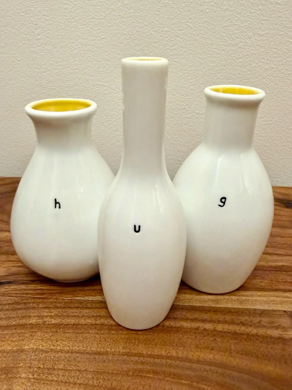 Dept 56 Mini Hug Bud Vase Trio White & Yellow